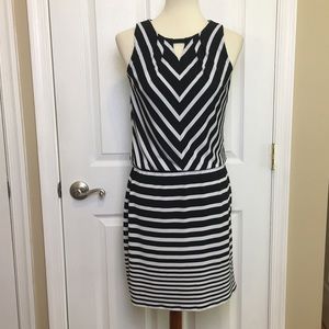 White House Black Market Black White Striped Dress